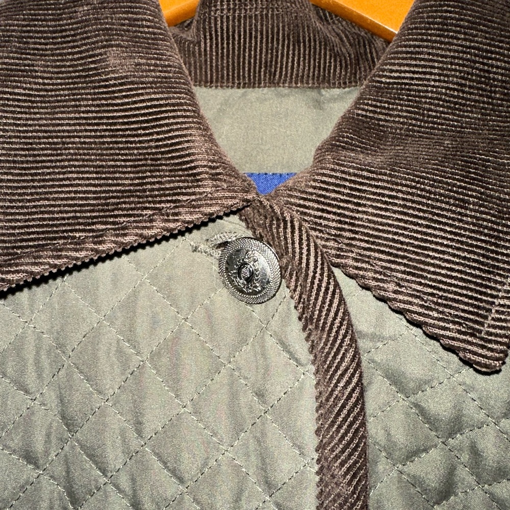 Charter Club Olive Green Quilted w/Brown Corduroy-trim Jacket Petite - Picture 7 of 9